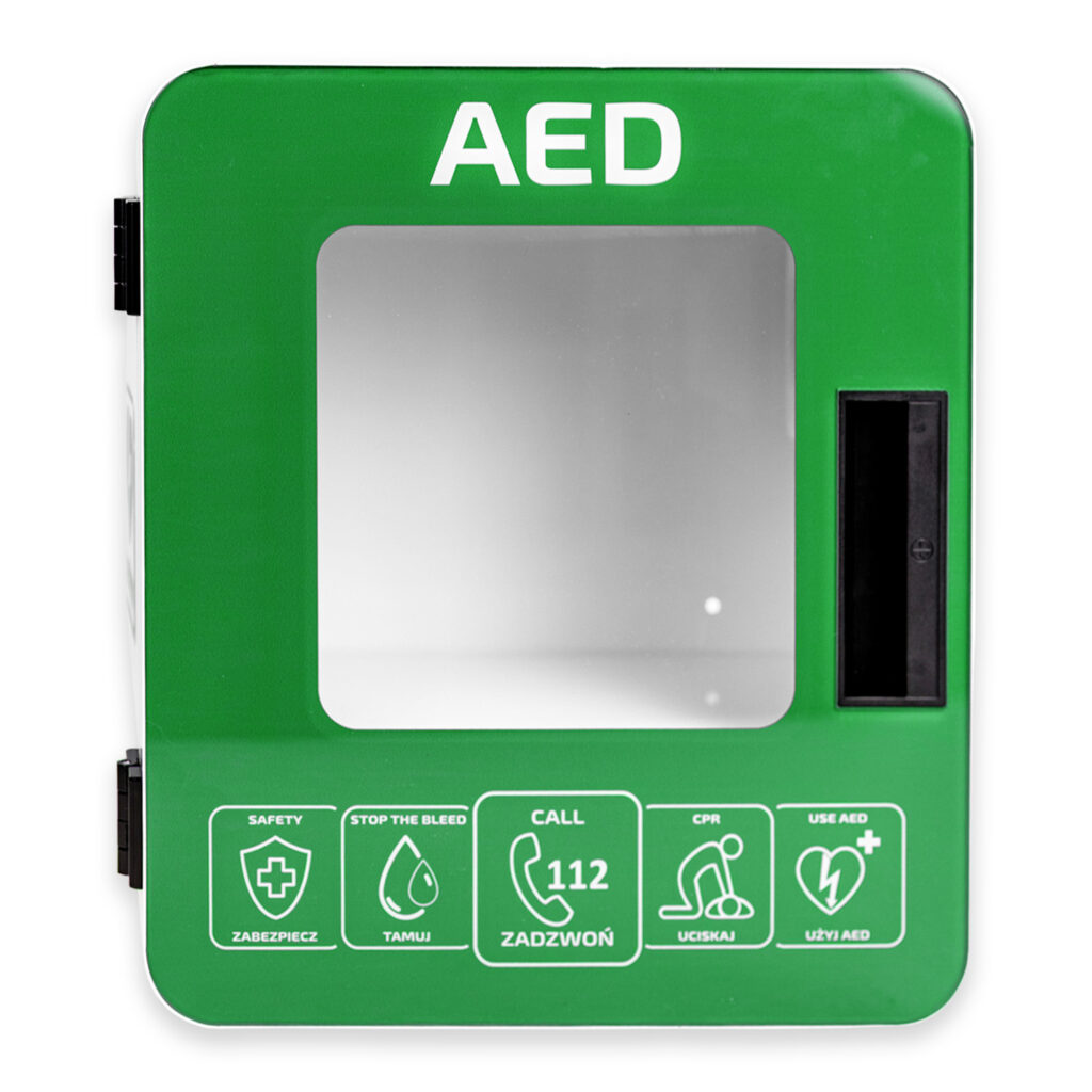Szafka metalowa AEDBOX na defibrylator AED z alarmem