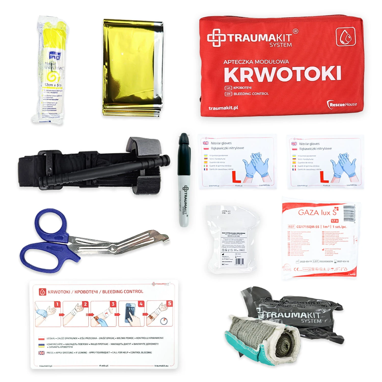 TRAUMA KIT Zestaw Ratowniczy (ROSZAKNW) Walizka CARRY CASE 8 Fluo